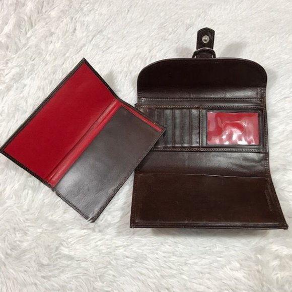 *Rare* Dooney & Bourke Burnished Red Brown Genuine Leather Croc Embossed Wallet - Picture 6 of 14